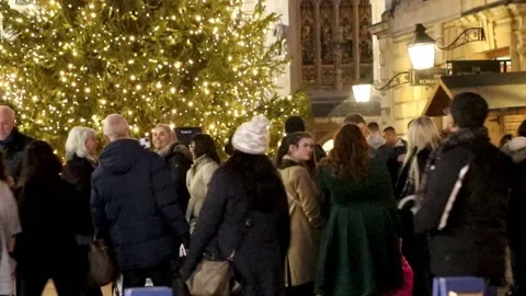 Bath, cathedral to xmas tree, night time, somerset 스톡 동영상 137676679