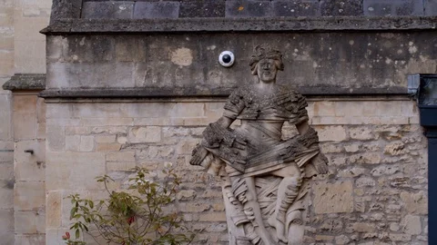 Bath city 4k Statue sare out as camera peeps over its shoulder CCTV Stock Footage 106783582
