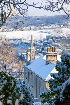 Bath City Covered in Snow Stock Photos
