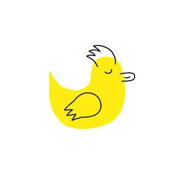 Bath duck hand drawn doodle icon. Rubber bath duck for baby bathtub vector sk Stock Illustration