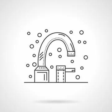 Bath faucet flat line design vector icon Stock Illustration