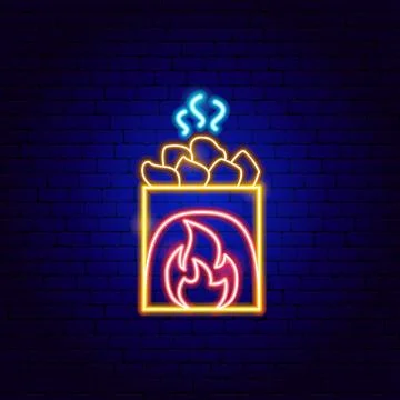Bath Fireplace Neon Sign Stock Illustration