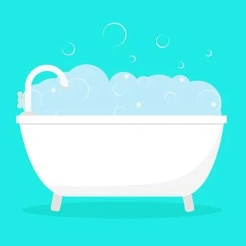 Bath with foam and soap bubbles isolated vector illustration. Stock Illustration
