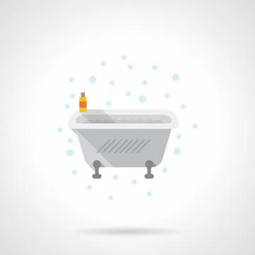 Bath with foam flat color vector icon Stock Illustration