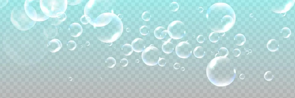 Bath foam with shampoo bubbles isolated on a transparent background. Illustrazione stock