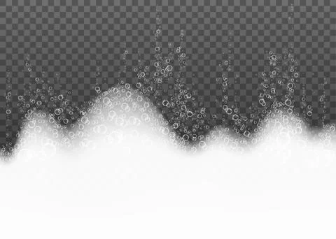Bath foam with shampoo bubbles isolated on transparent background. Stock Illustration