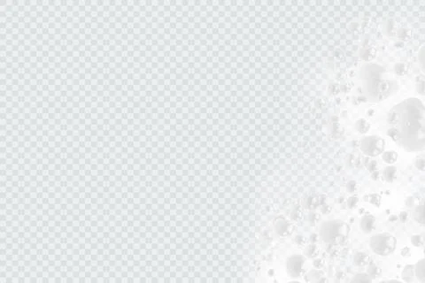 Bath foam with shampoo bubbles isolated on a transparent background. Vector Stock Illustration