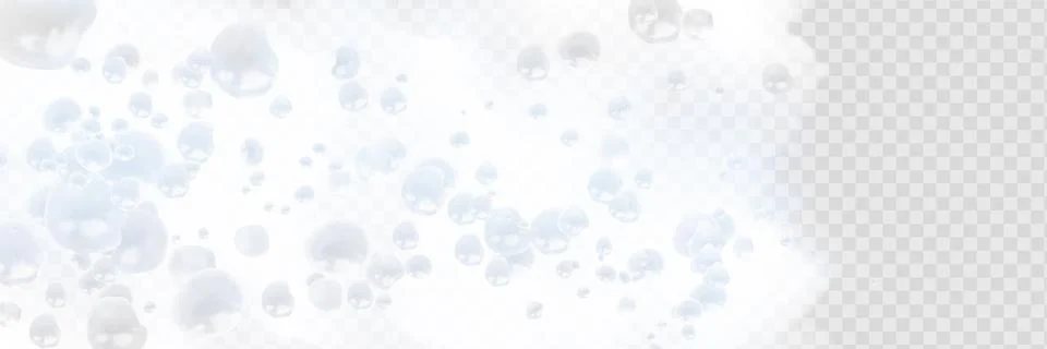 Bath foam with shampoo bubbles isolated on a transparent background. Vector s Stock Illustration