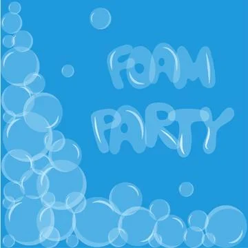 Bath foam with shampoo bubbles isolated on a transparent background. Stock Illustration