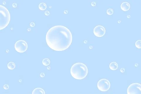 Bath foam soap with bubbles isolated on blue background. Set of shampoo and soap Illustrazione stock