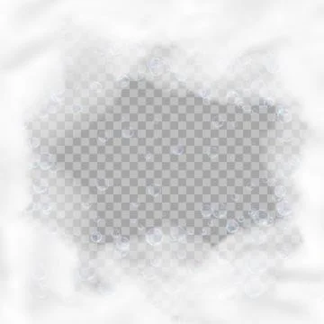 Bath foam square frame with bubbles isolated on transparent background Stock Illustration