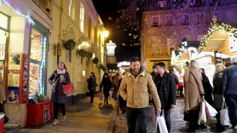 Bath, hand held walk, xmas market, somerset Vídeo Stock 137672522