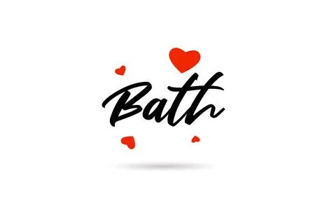 Bath handwritten city typography text with love heart Stock Illustration