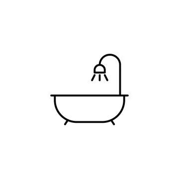 Bath icon element of plumbing icon for mobile concept and web apps. Thin line Stock Illustration