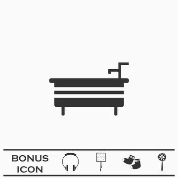 Bath icon flat Stock Illustration