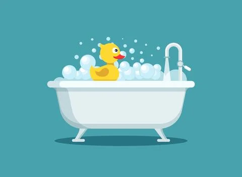 Bath icon in flat style. Bathroom vector illustration on isolated backgroun.. Stock Illustration