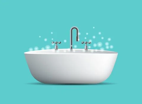 Bath icon in flat style. Bathroom vector illustration on isolated backgroun.. Stock Illustration