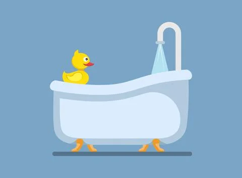 Bath icon in flat style. Bathroom vector illustration on isolated backgroun.. Stock Illustration