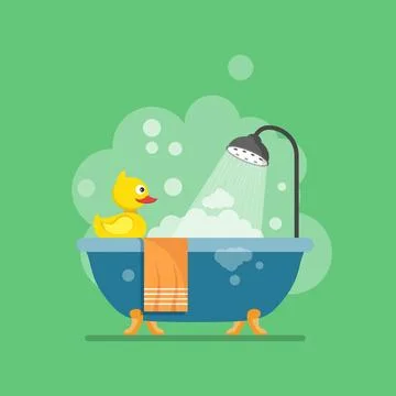 Bath icon in flat style. Bathroom vector illustration on isolated backgroun.. Stock Illustration