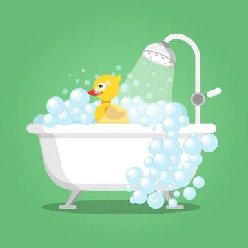Bath icon in flat style. Bathroom vector illustration on isolated backgroun.. Stock Illustration