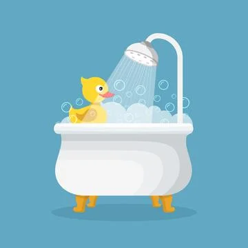 Bath icon in flat style. Bathroom vector illustration on isolated backgroun.. Stock Illustration