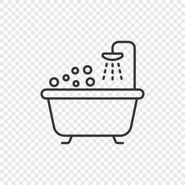 Bath icon in flat style. Bathroom vector illustration on isolated backgroun.. Stock Illustration