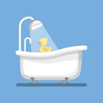 Bath icon in flat style. Bathroom vector illustration on isolated backgroun.. Stock Illustration