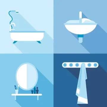 Bath icons set, in outlines. Digital vector image Illustrazione stock