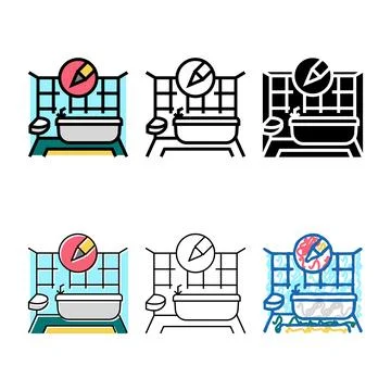 Bath interior design home color icon vector mix Stock Illustration