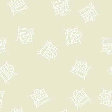 Bath interior design home line seamless pattern Stock Illustration