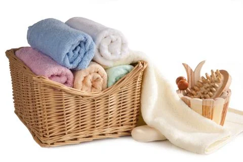 Bath items  isolated on white Stock Photos