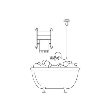 Bath line drawing. 스톡 일러스트