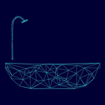 Bath low poly triangulation triangulated polygonal electric cyan blue vibrant Stock-Illustration