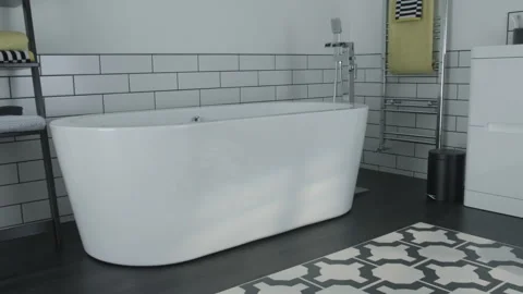 Bath in modern bathroom push in Stock Footage 260325399