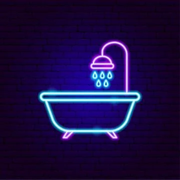 Bath Neon Sign Stock Illustration