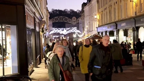 Bath, night time, people on streets, somerset, 스톡 동영상 137678583