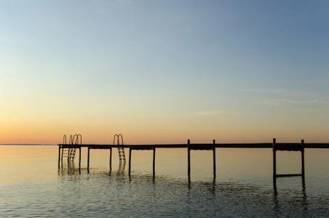 Bath pier silhouette Stock Photos