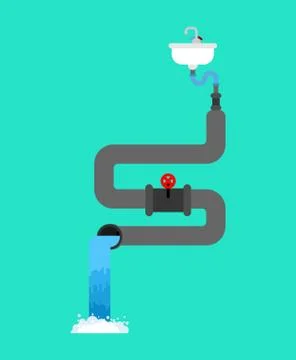 Bath plumbing system. Sewerage scheme. Vector illustration Stock Illustration