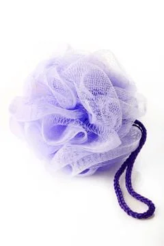 Bath puff,body scrub on white background Stock Photos