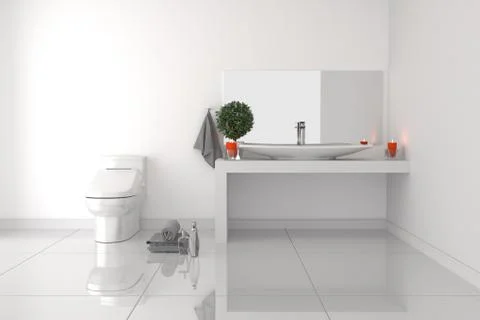 Bath room Interior - white empty room concept - modern style, bathroom, new r Stock Illustration
