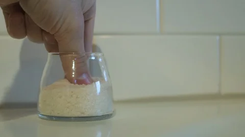 Bath salts on edge of tub Stock Footage 87308665