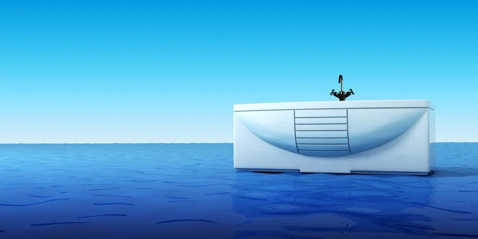 Bath in the sea Stock Illustration