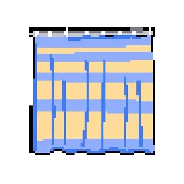 Bath shower curtain pixel art vector illustration Stock Illustration