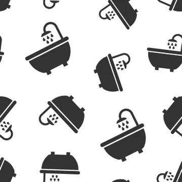 Bath shower icon seamless pattern background. Bathroom hygiene vector illustr Illustrazione stock