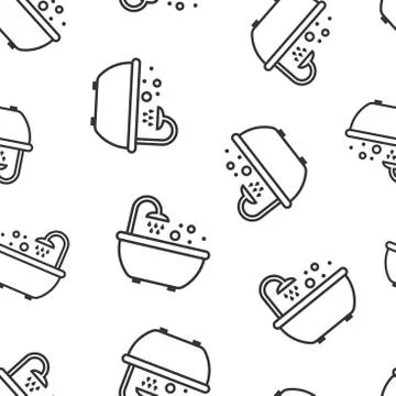 Bath shower icon seamless pattern background. Bathroom hygiene vector illustr Illustrazione stock