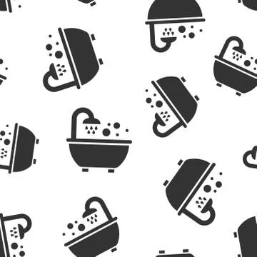 Bath shower icon seamless pattern background. Bathroom hygiene vector illustr Illustrazione stock