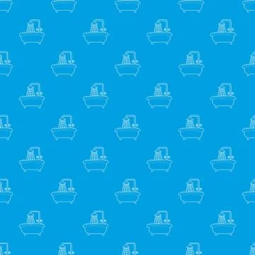 Bath with shower pattern seamless blue Stock Illustration