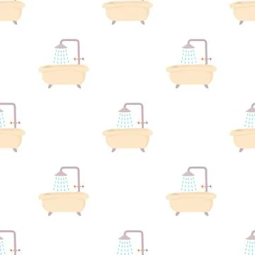 Bath with shower pattern seamless vector 스톡 일러스트