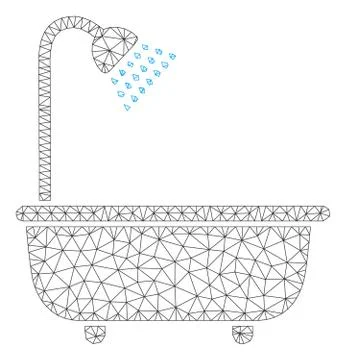 Bath Shower Vector Mesh 2D Model Stock Illustration