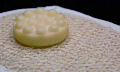 Bath soapy sponge on white background Stock Photos